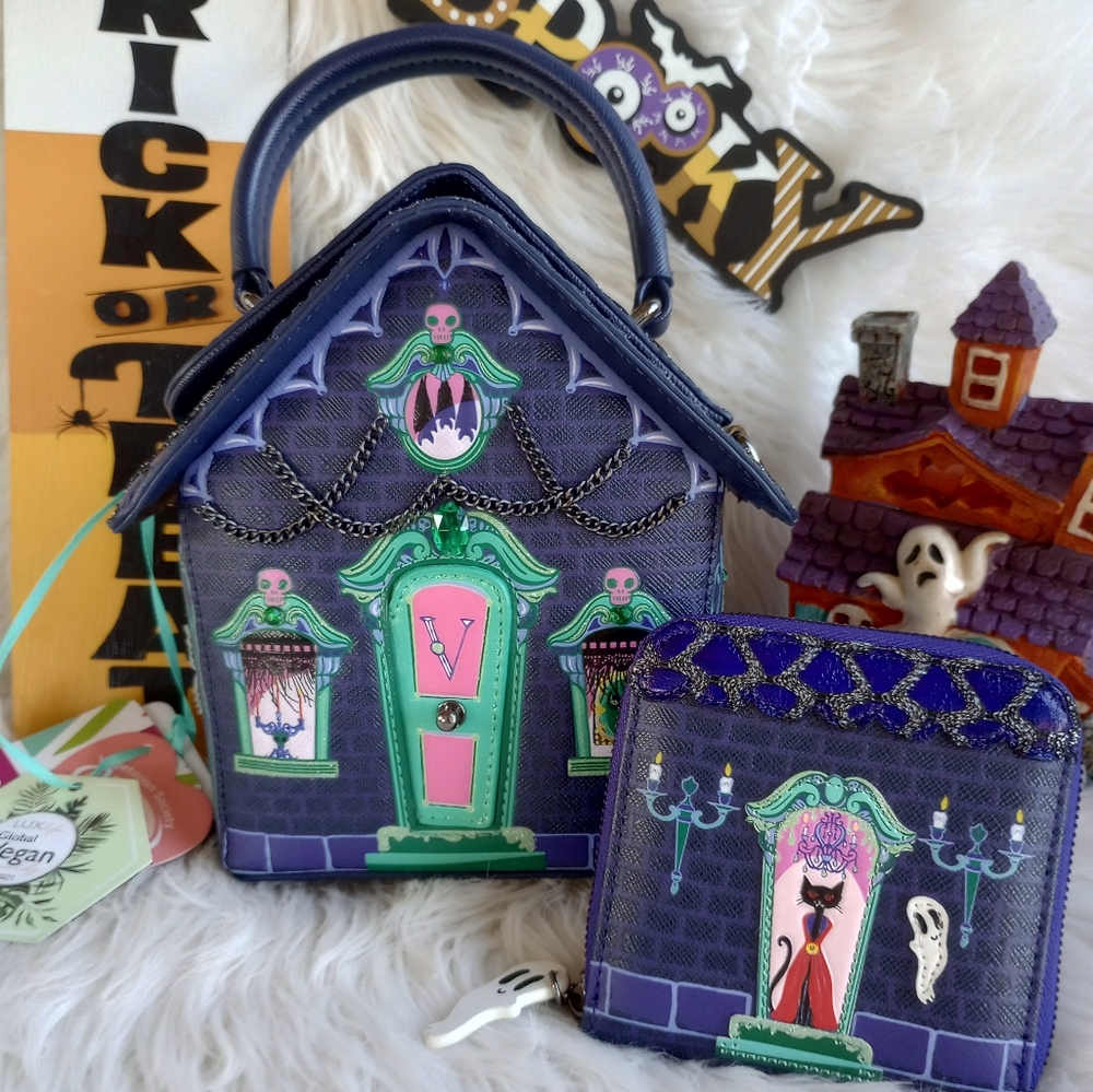 WALLET SOLD Vendula London Hallowee Cat Dracula's Haunted House Bag - Picture 1 of 16